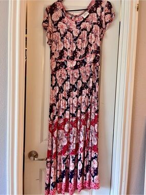 Knox Rose Navy Floral Maxi Dress with Red & Pink Blooms